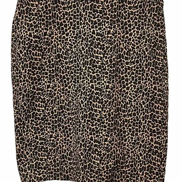 J. Crew Brown Leopard Print Pencil Cotton Bi-Stretch Skirt Lined Womens Sz 8 - Picture 1 of 5